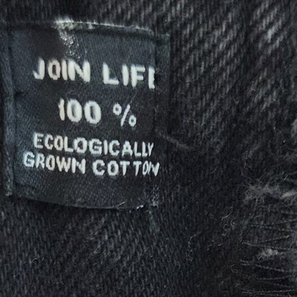 Zara Hi Rise Cropped Culotte Jean Unfinished Raw Hem Wide Leg Denim Washed Black - Picture 9 of 11